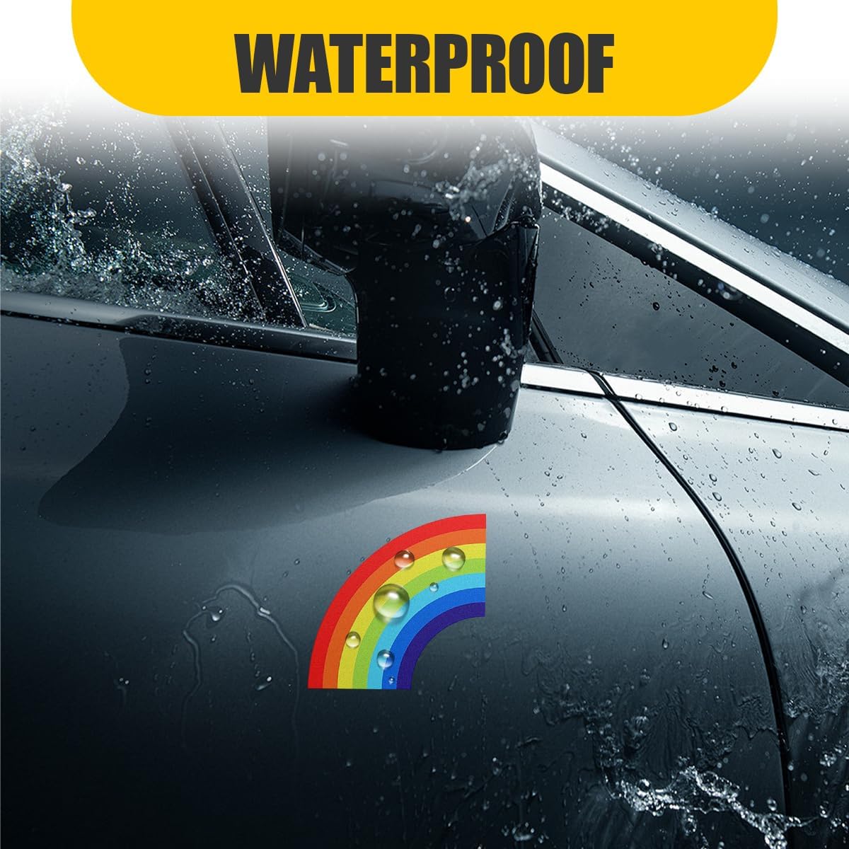 Rainbow Car Sticker Decal, Waterproof Vinyl Car Bumper Decal, Reflective Cute Auto Windshield Sticker, Universal Vehicle Exterior Decoration Accessories for Window/Wall/Laptop(S) image 3