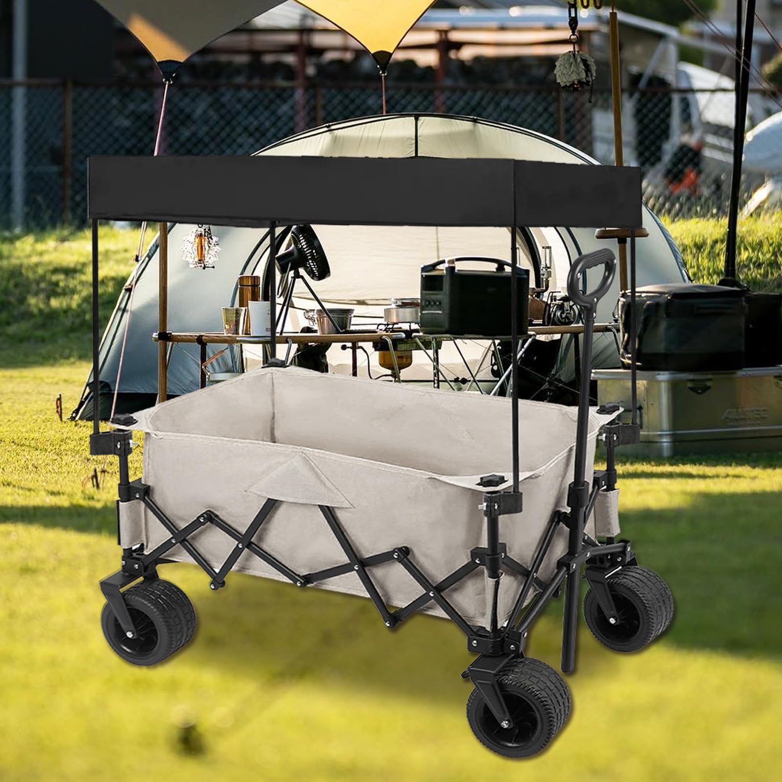Toit De Charrette à Bras, Protection Contre La Pluie pour Charrette à Bras, pour Charrette à Bras Pliable à Quatre Côtés, Auvent Amovible, Anti-Poussière, Accessoires De Camping pour Charrette à Bras