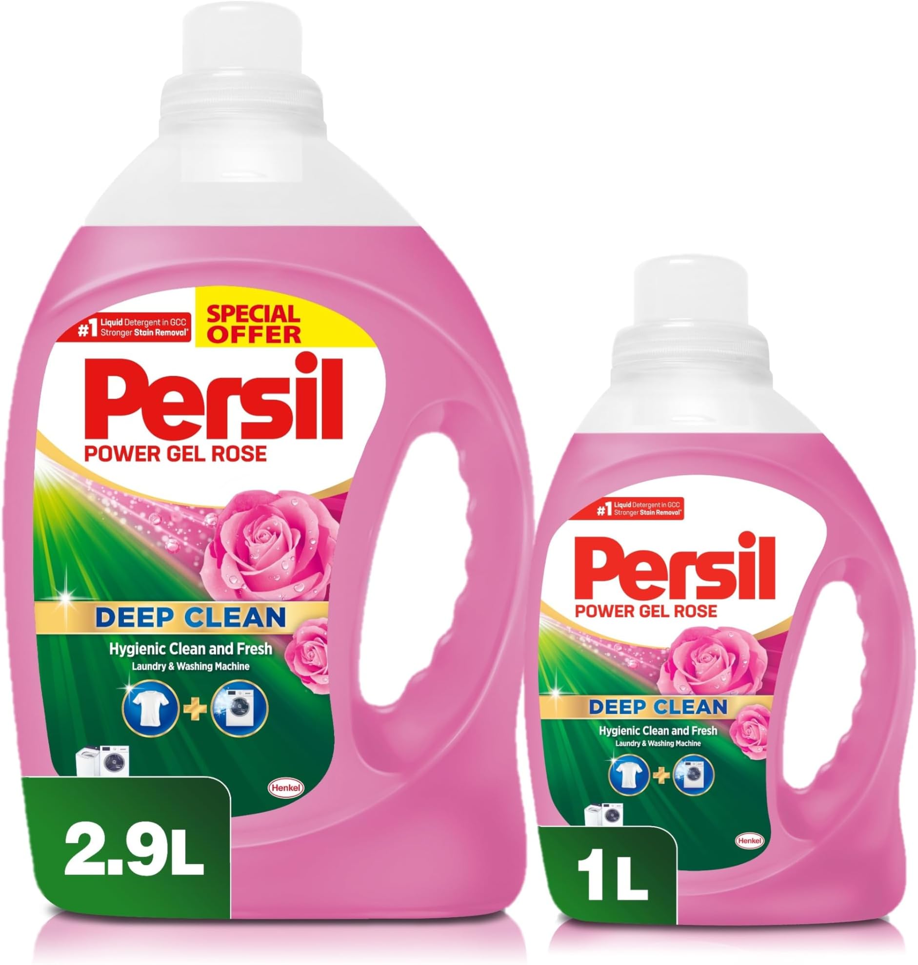 Power Gel Liquid Laundry Detergent, With Deep Clean Technology, Rose, 2.9L +1L