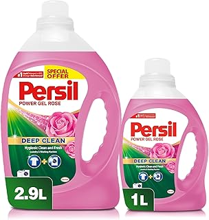 Persil Power Gel Liquid Laundry Detergent, With Deep Clean Technology, Rose, 2.9L +1L