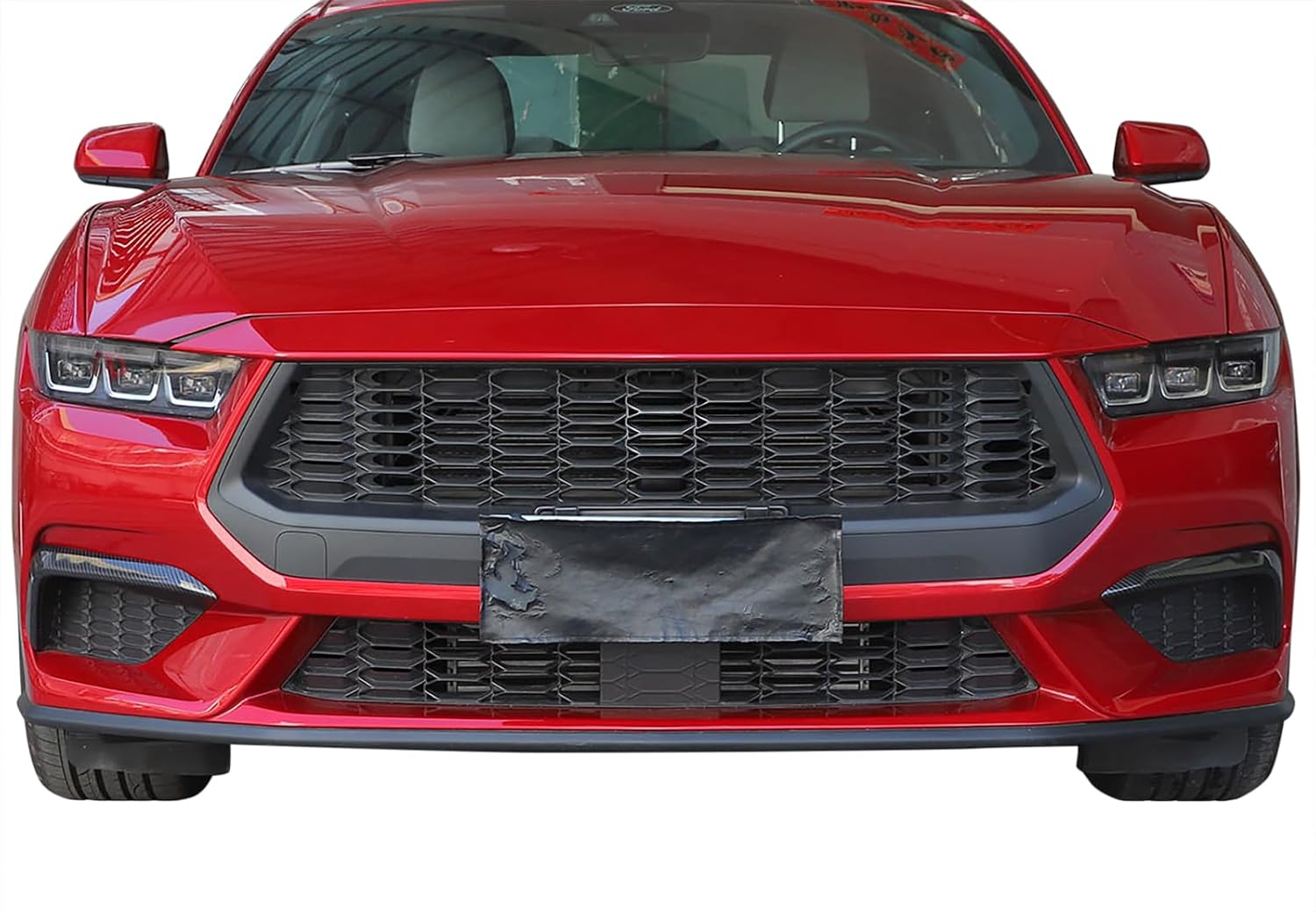 Front Bumper Vent Deflector Cover Grille Cover Trim Decals Compatible with Ford Mustang 2024 2025 2026 Exterior Accessories (Carbon Fiber Black)