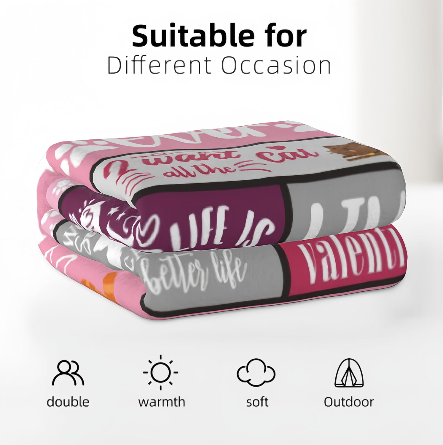 Cat Mom Blanket 60"x50", Cat Lover/Lady Gifts for Women, Cat Mom Gifts for Women, Cats Gifts for Cat Lovers, Best Cats Mom Ever Gift, Soft Throw Blanket for Christmas, Mothers Day - Image 7