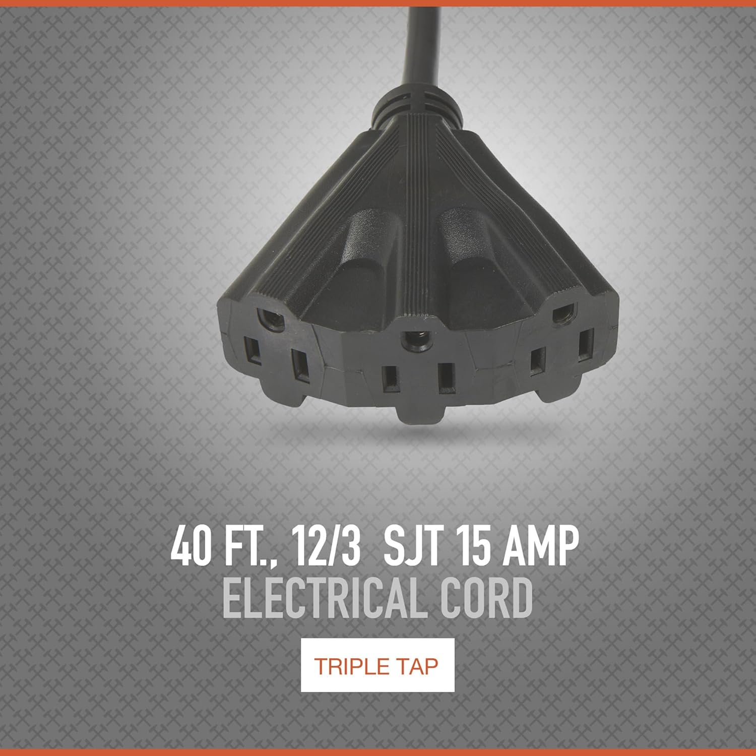 Ironton Retractable Extension Cord Reel - 40ft. 12/3, Triple Tap