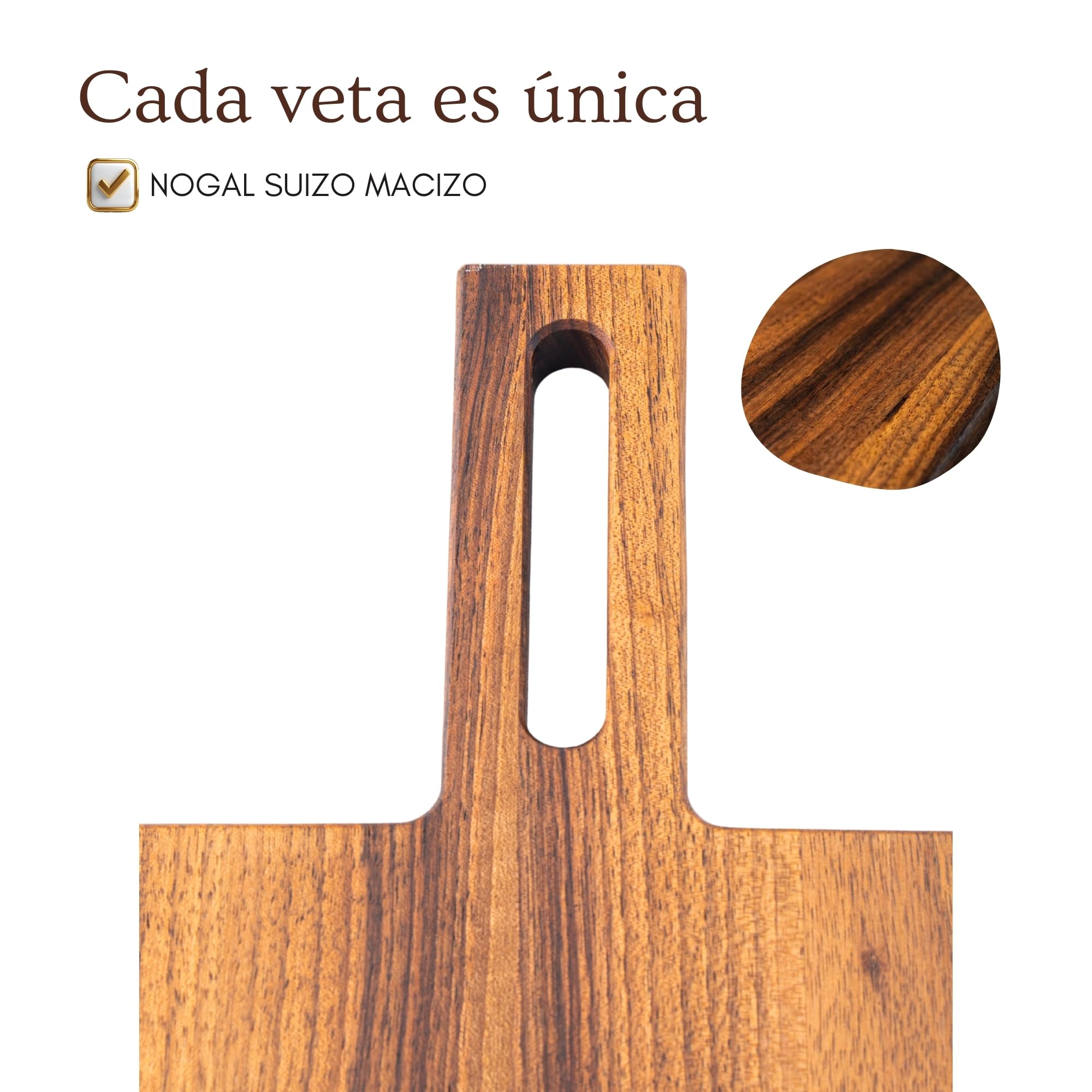 PAVLOVA’S Tabla de Corte y Servicio en Nogal – Artesanía Suiza – 49 × 18 cm – Acabado en Aceite Alimentario – Veta Natural – Para Servir y Cortar – Caja de Regalo – Garantía 10 Años – Edición Limitada