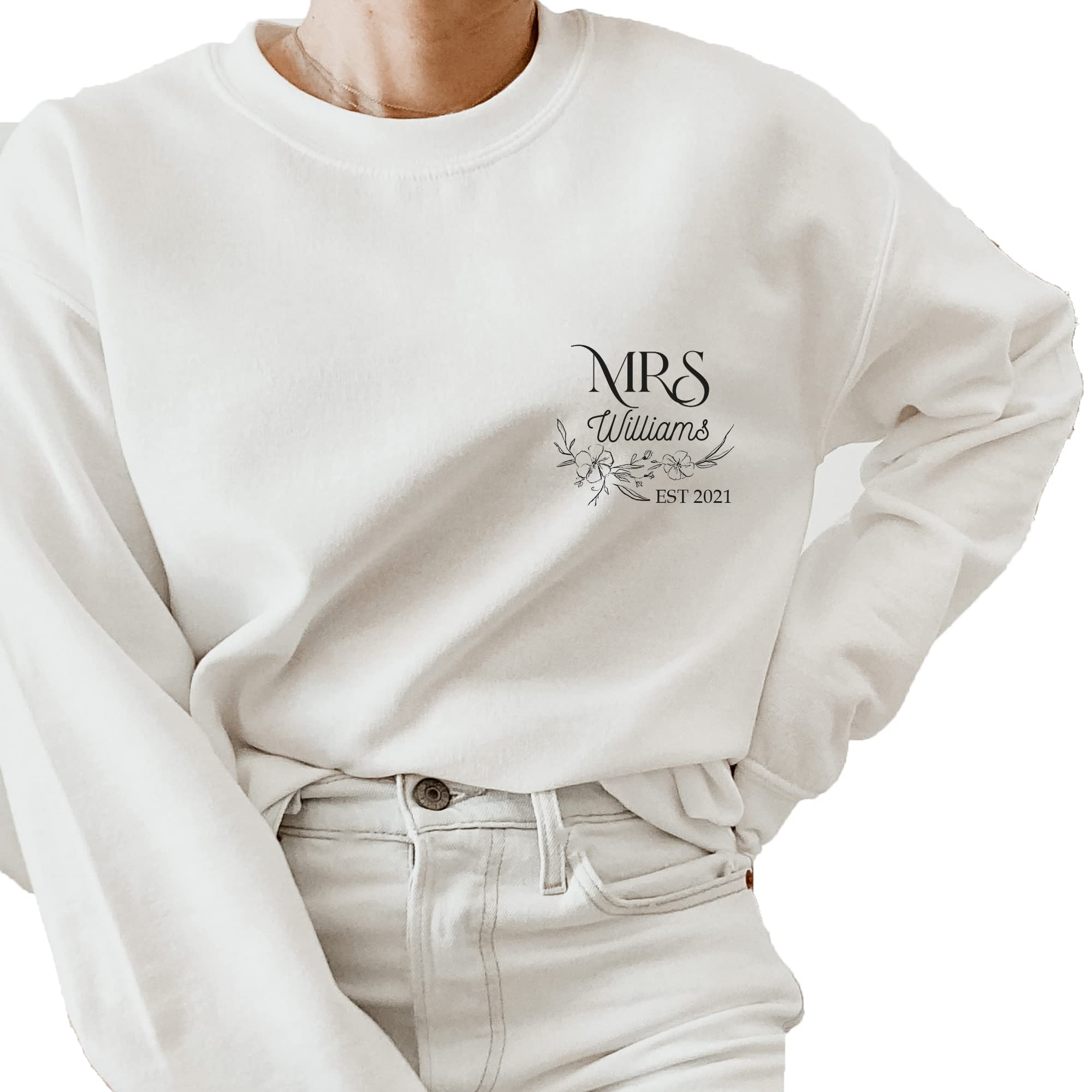 Pink PositivePink Positive Bride to Be Gifts, Personalised Mrs Sweatshirt, Wifey Jumper, Perfect for Hen Party and Bride to Be Occasions, Wedding Gift for Future Mrs