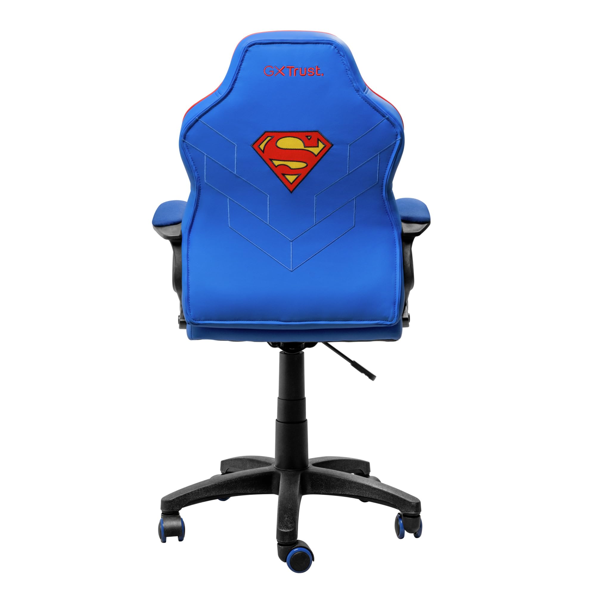 GXTrust 703SM Revvo Sedia Gaming con Licenza Superman per Bambini 4-12 Anni, Sedia da Gaming in Tessuto Regolabile in Altezza, Bracciolo Imbottito, Console di Gioco Supereroe Videogiochi, Blu