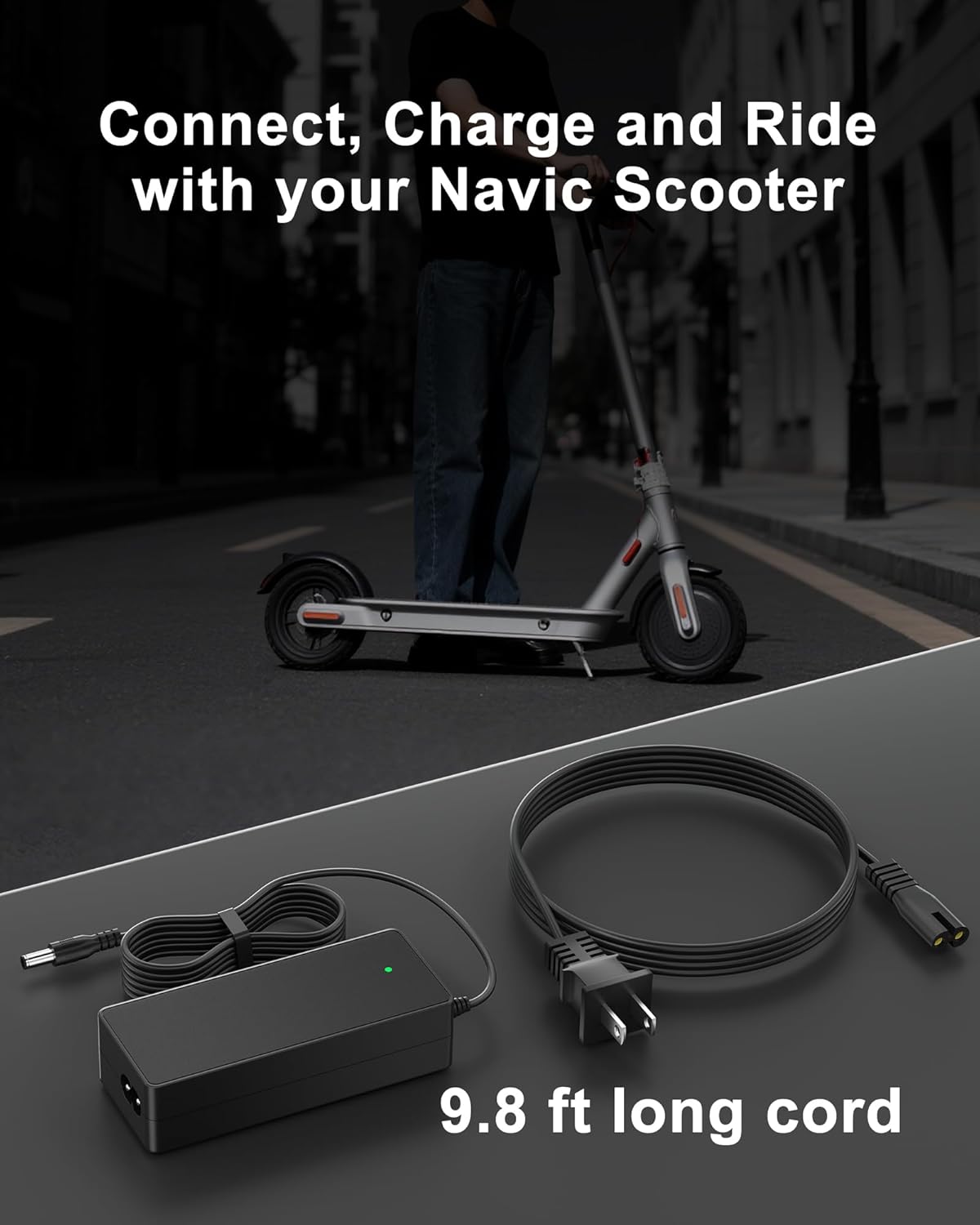 42V Replacement for Navic Electric Scooter Charger Compatible with NAVIC T5 T7 T9 36VDC 8.5" Solid Tires Electric Scooter