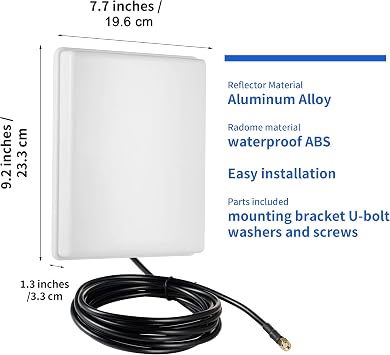 Outdoor 15dBi Dual Band WiFi 2.4GHz 5GHz 5.8GHz Long-Range Directional Panel Antenna with 10Ft Cable for WiFi Router Wireless Network Card Security IP Camera Video Surveillance Monitor, Eifagur