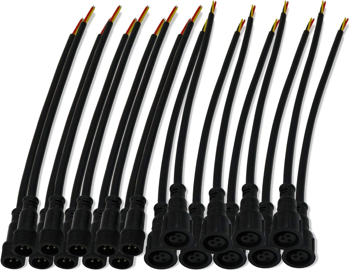 10 Pairs 3 Core-30cm long Black Pigtail male and female Waterproof IP65 xConnect/Holiday coro pigtail for LED Smart Pixel Lights