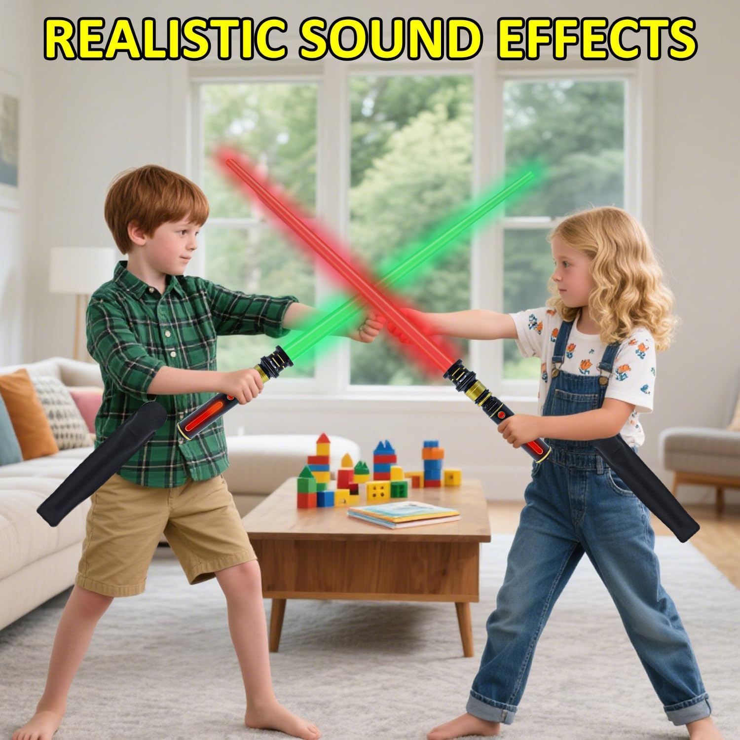 Light Up Saber for Kids,Green Lightup Sabers with FX Sound, Expandable Light Swords Set for Galaxy War Fighter Warriors, Halloween Cosplay Parties, Christmas Birthday Present - Image 6
