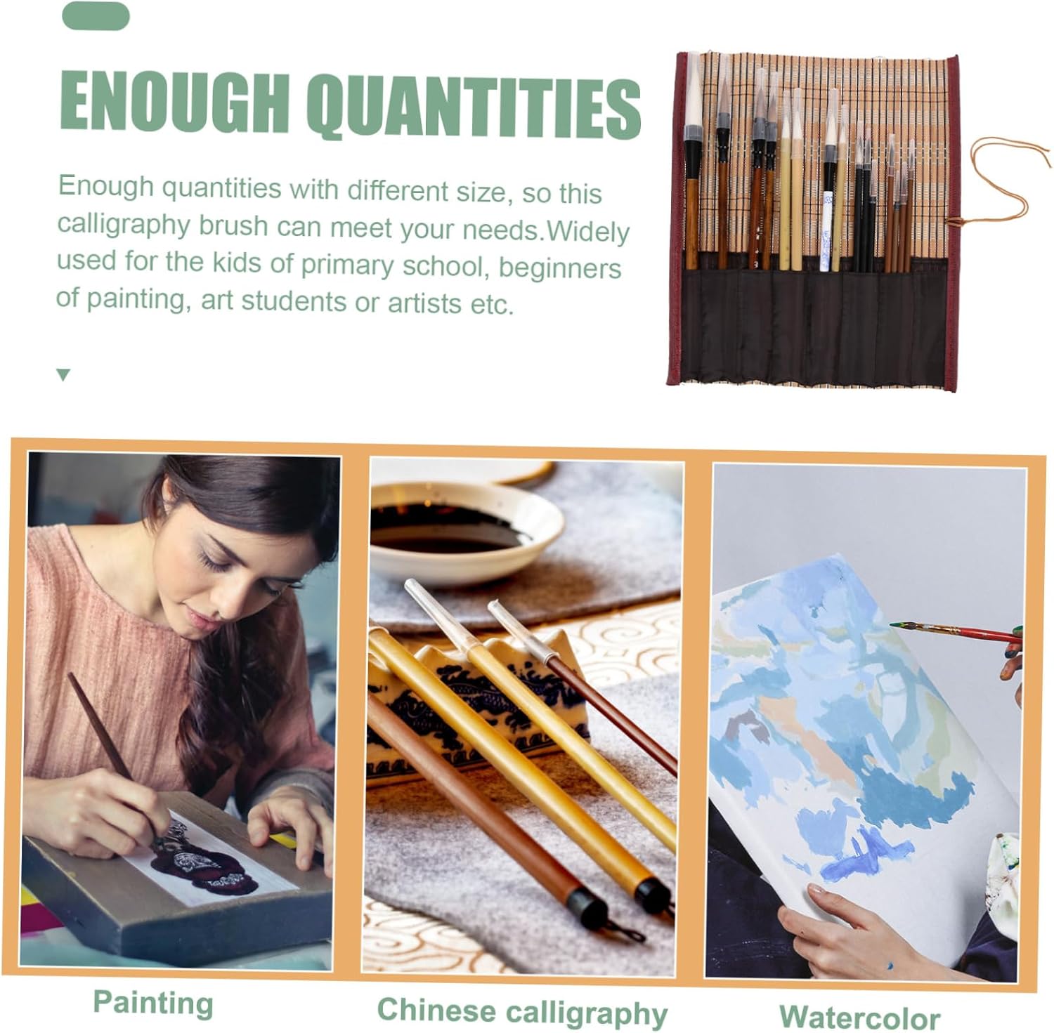 15pcs Chinese Calligraphy Brush Set for Beginners Premium Writing Brushes for Chinese Painting and Calligraphy Practice Lightweight and Comfortable Grip