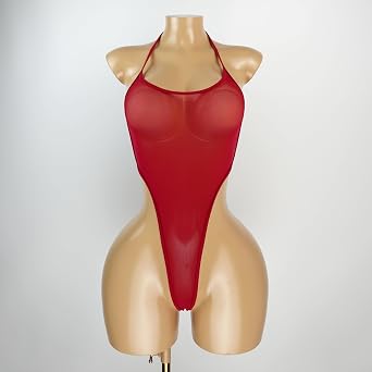 SHERRYLO Sheer One Piece Swimsuit See Through G String Monokini Bikini Sheer When Wet Swimsuits Mesh Bathing Suit