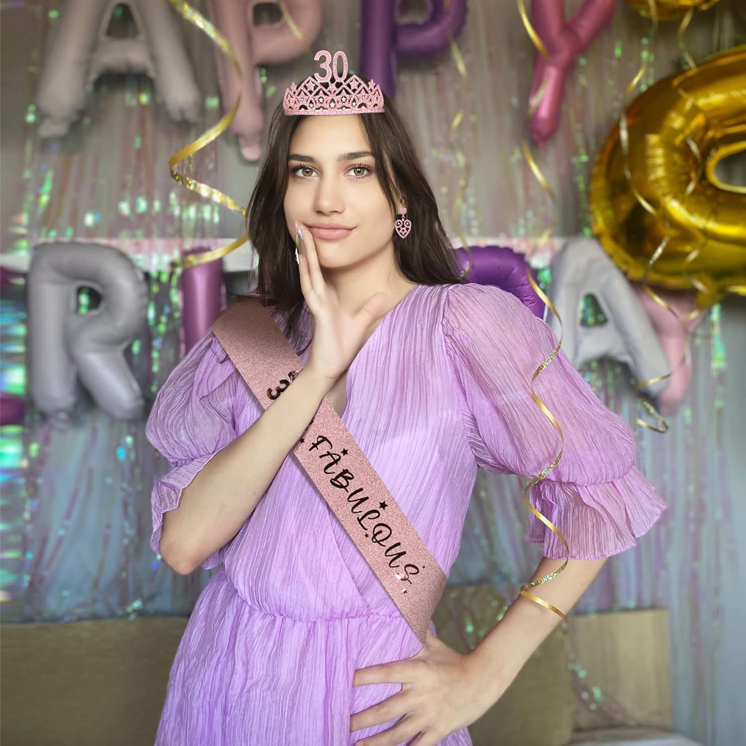HnoonZ 30th Birthday Gifts for Her,30th Birthday Gifts for Women,30th Birthday Sash,30th Birthday Crown,30th Birthday Tiara,30th Birthday Sash And Crown,30 Crown,30 Year Old Birthday Gifts for Women