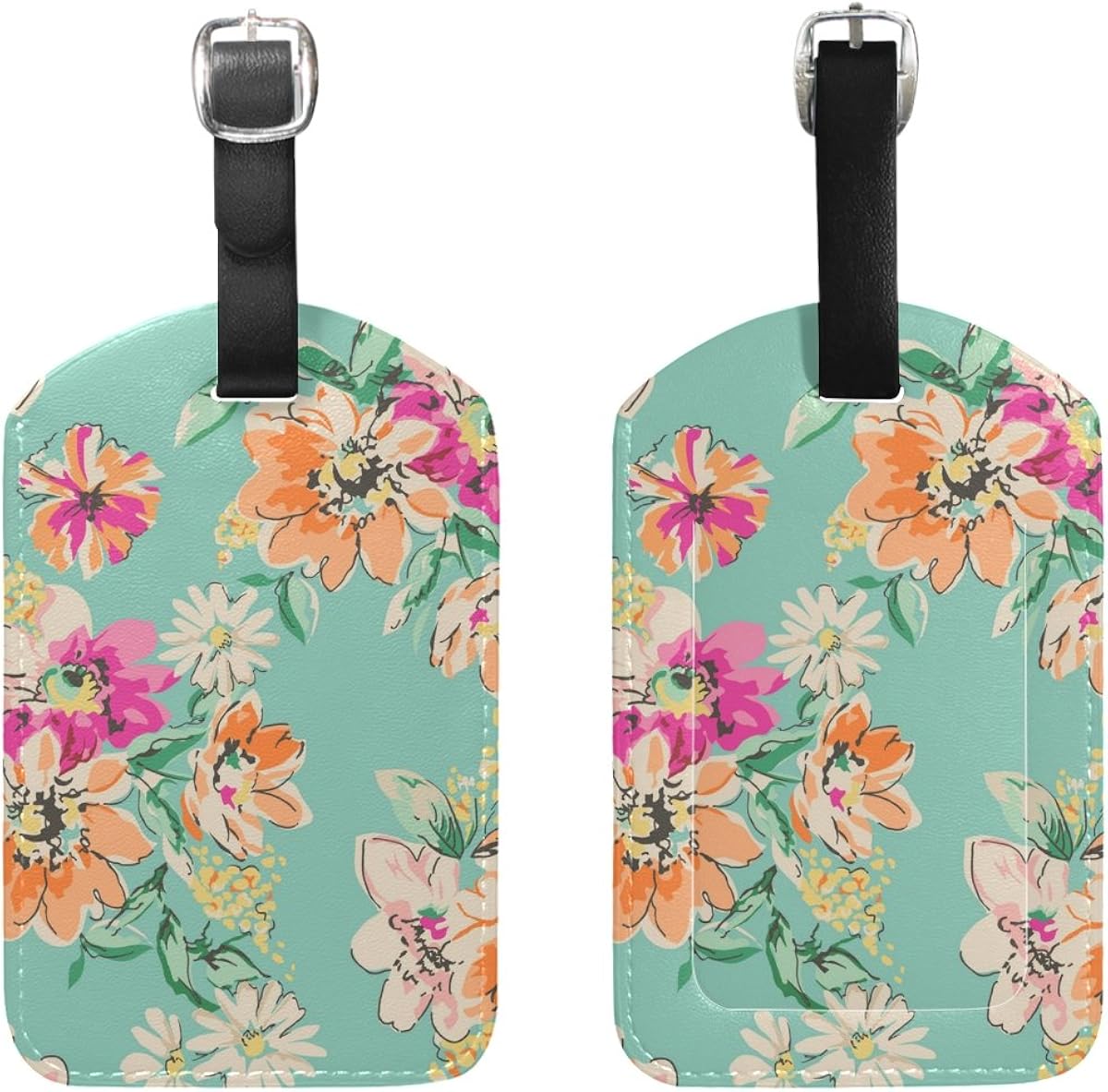  | Cooper girl Watercolor Floral Flowers Luggage Tag Travel ID Label Leather for Baggage Suitcase 1 Piece | Luggage Tags