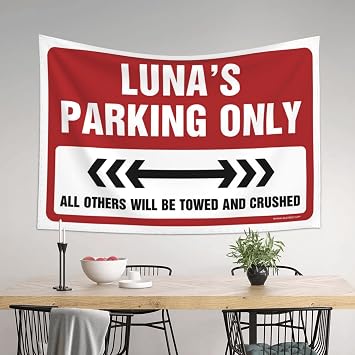 Tapestry Wall Art Luna'S Parking Only Tapestry Outdoor Bar Decor Garage Decor for Men(100X150CM)