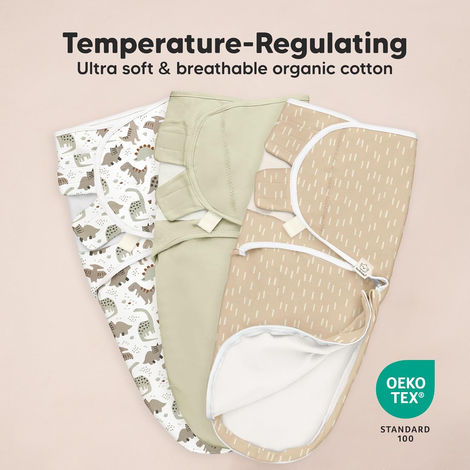 Baby Swaddle Sleep Sacks with Zipper - 3-Pack Swaddles for Newborns 0-3 Months, Infant, Baby Girls, Boys, Soft & Durable Newborn Sleep Sack, Easy Diaper Change Swaddling Blanket (Dino Ridge, OS)
