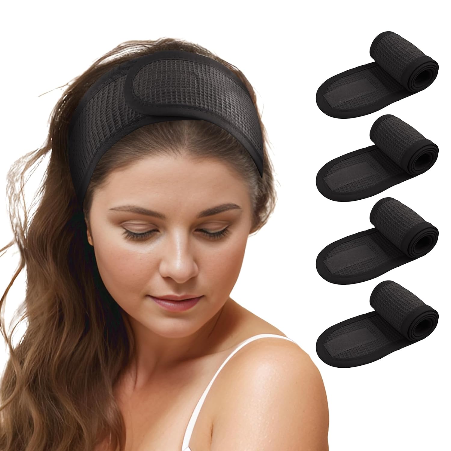 TopTie Cotton Spa Facial Headband for Skincare | Black Hair Wrap