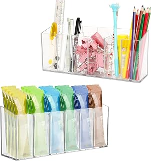 2 PACK Drink Packet Organizer with Removable Divider & Compartment, Water Packet Organizers Container Storage, Lazy Susan Organizer for Powder Packets, Water Packets, Drink Mixes&Tea Box