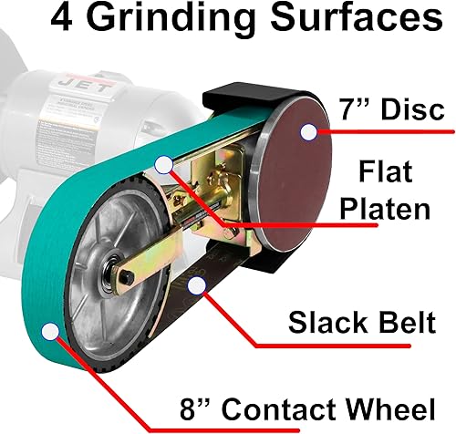 Miniatura 6 de Multitool - Amoladora de banco de cinturón de 2 x 48 pulgadas con rueda de contacto de 8 pulgadas, amoladora Knifemaker