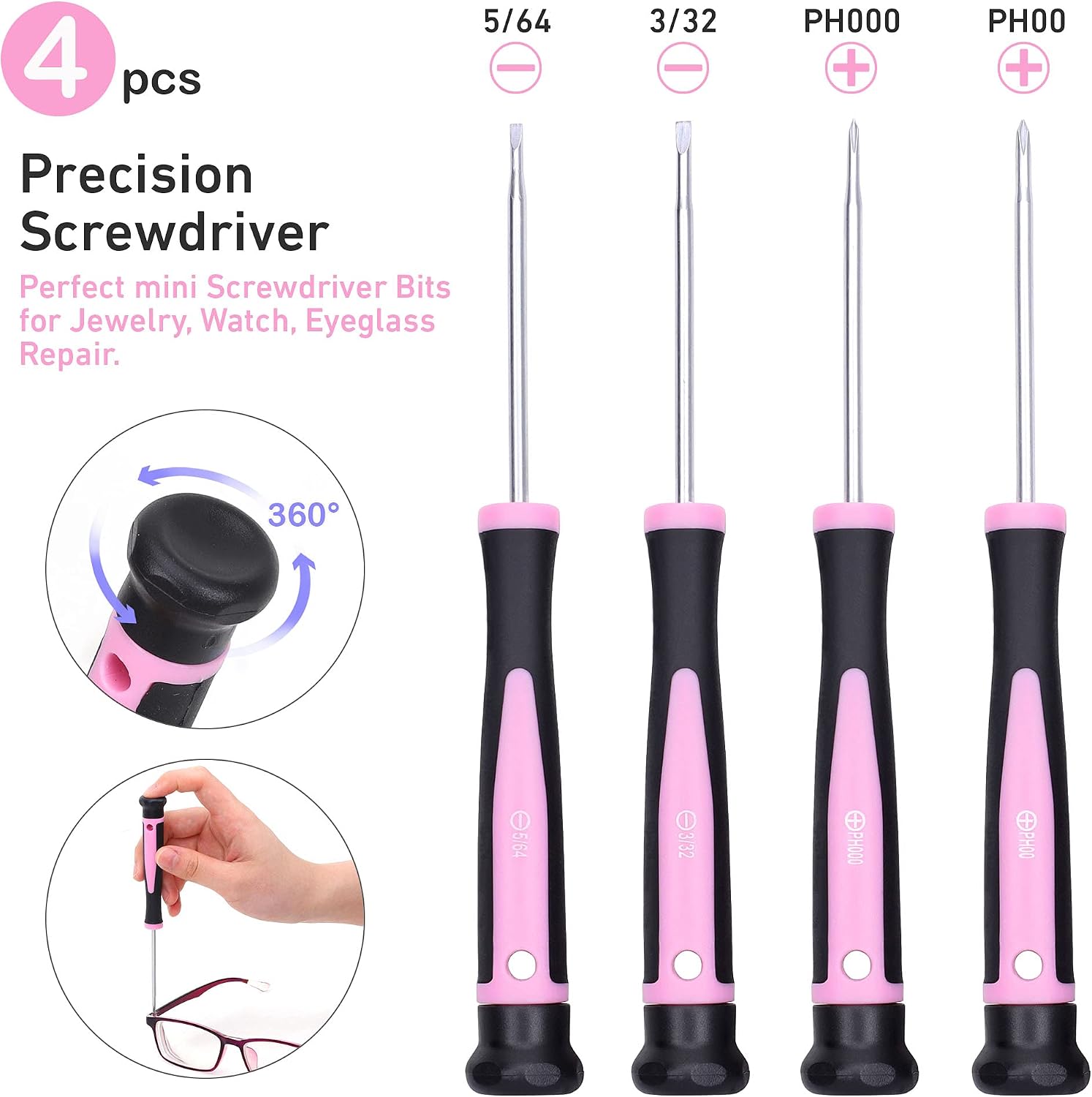 FASTPRO 175-Piece 12V Pink Drill Set & 12-Piece Pink Magnetic Screwdrivers Set