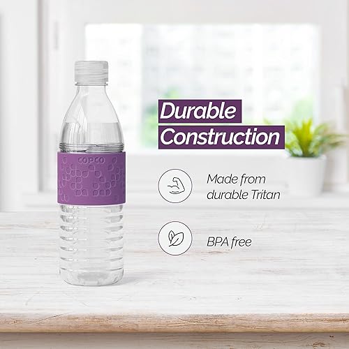 Miniatura 3 de Copco Hydra Botella de agua reutilizable de Tritan con tapa resistente a derrames y funda antideslizante, 16.9 onzas, morado