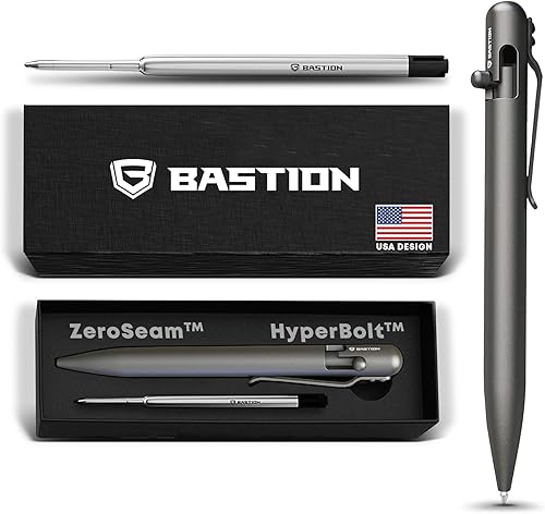 Miniatura 7 de BASTION Bolígrafo de acción de perno de aluminio con estuche de regalo, de metal ligero ejecutivo de lujo, recargable con tinta de bolsillo de