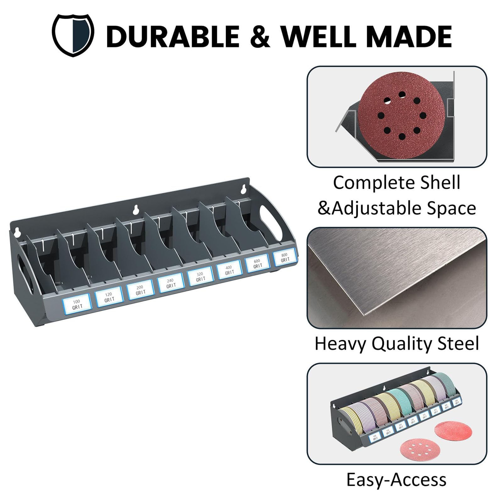 YWBL-WH Porta Lame Abrasive in Metallo, 8 Slot, Montaggio a Parete