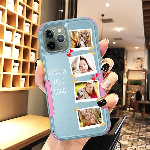 Vista 205 de Funda de fotos personalizada para Apple iPhone 11 Pro Max, patrón de collage a cuadros, personalizado para hacer imágenes en gruesa 3 híbrida Rosa