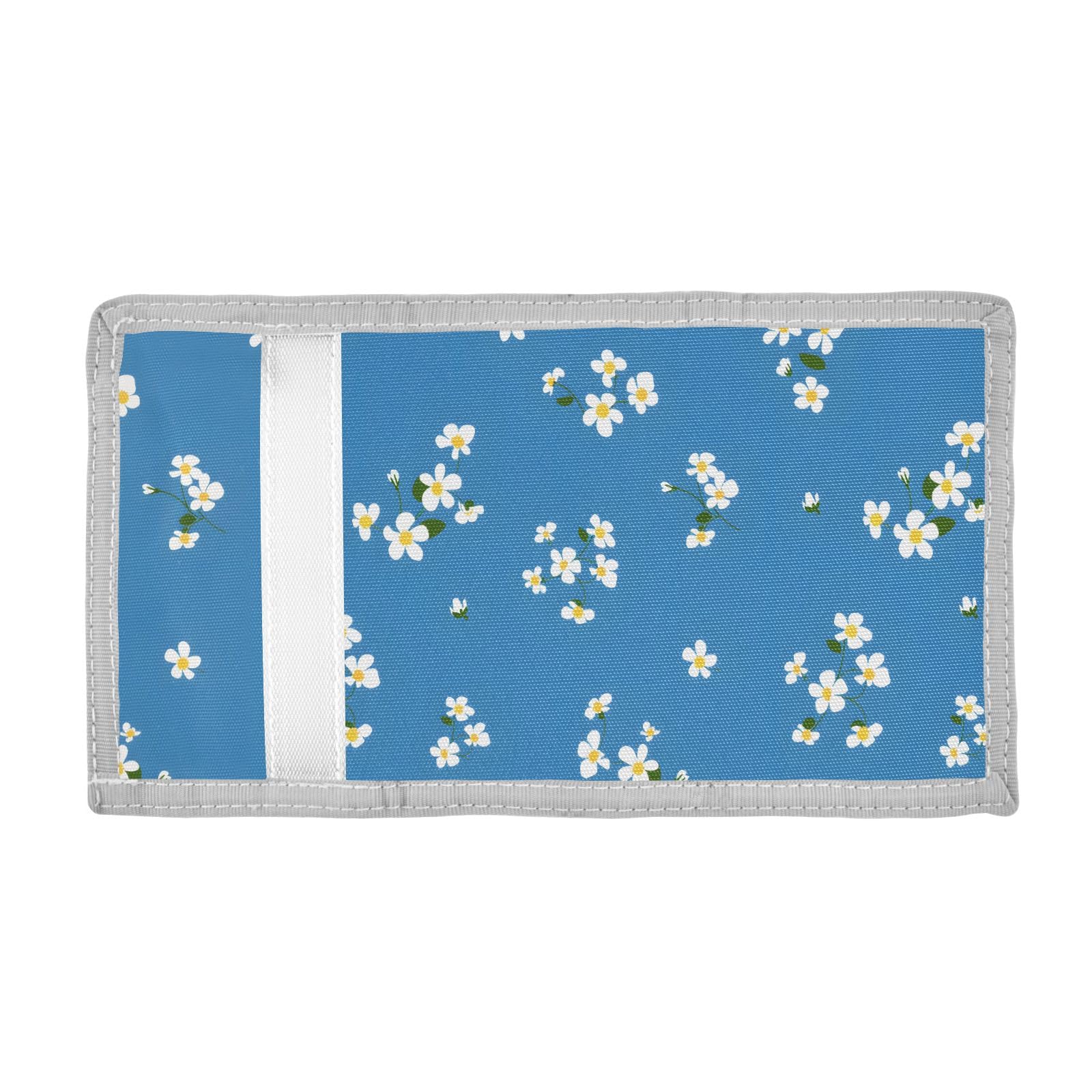 ALAZA Kids Wallets for Boys Girls Toddler Trifold Wallet Children Small Blue White Flower with Zipper Coin Pocket