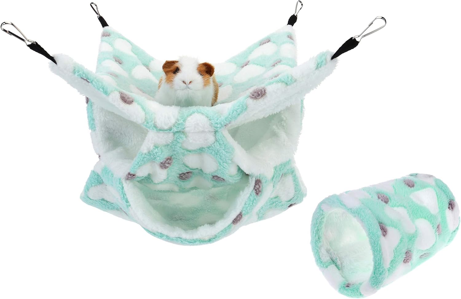 Mogoko Fleece Rat Hammock and Hideout Tunnel Set, 3 Tier Hanging Bed and Tubes for Guinea Pigs Hamster Ferret Chinchilla Cage Small…