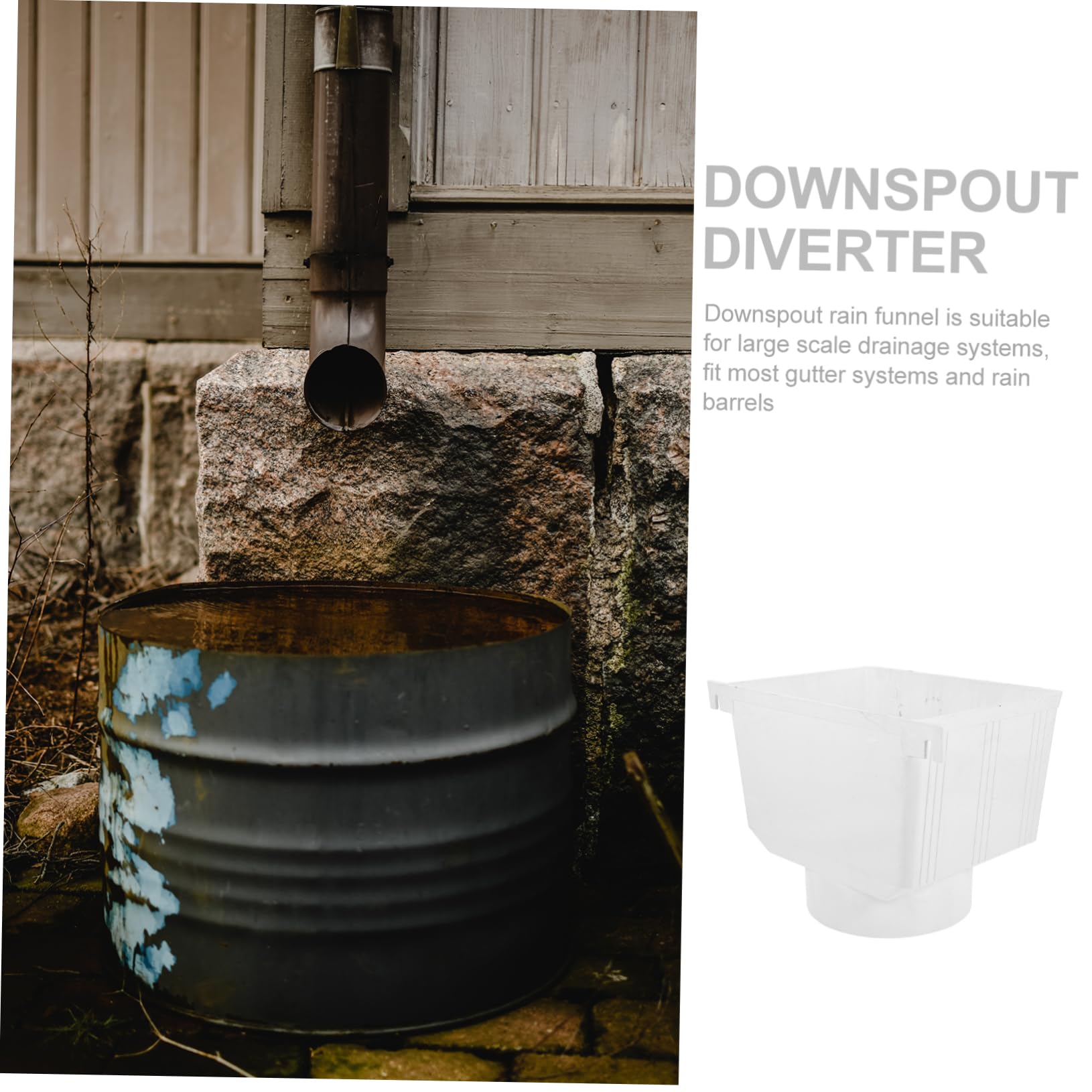 Lurrose Canalón De PVC para Agua Lluvia Embudo Recolector Adaptador De Bajante 160mm Sistema Recolección De Agua Lluvia Hogar Exterior
