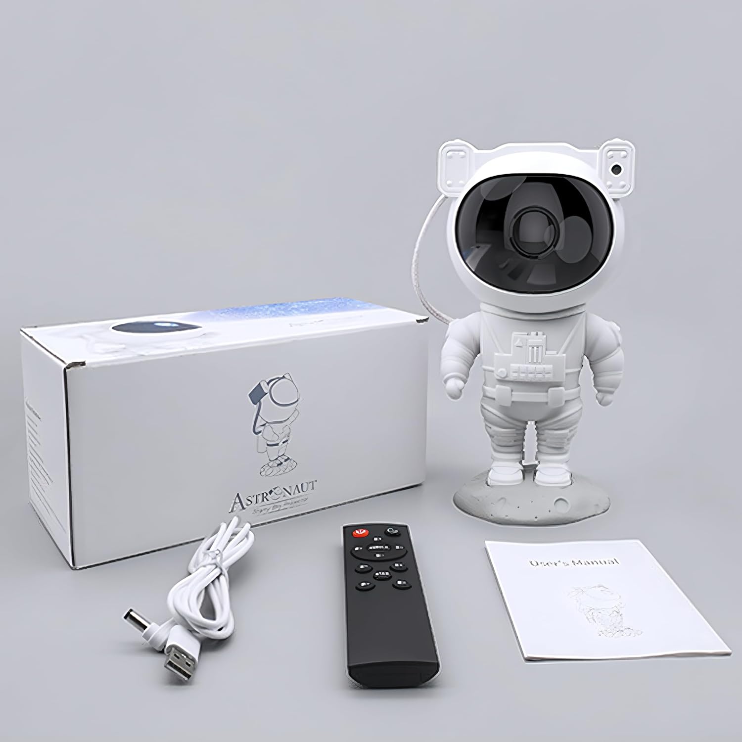 Projetor de Luz Estrela Galáxia Astronauta Multicolorido com Controle Remoto e Rotação 360° USB