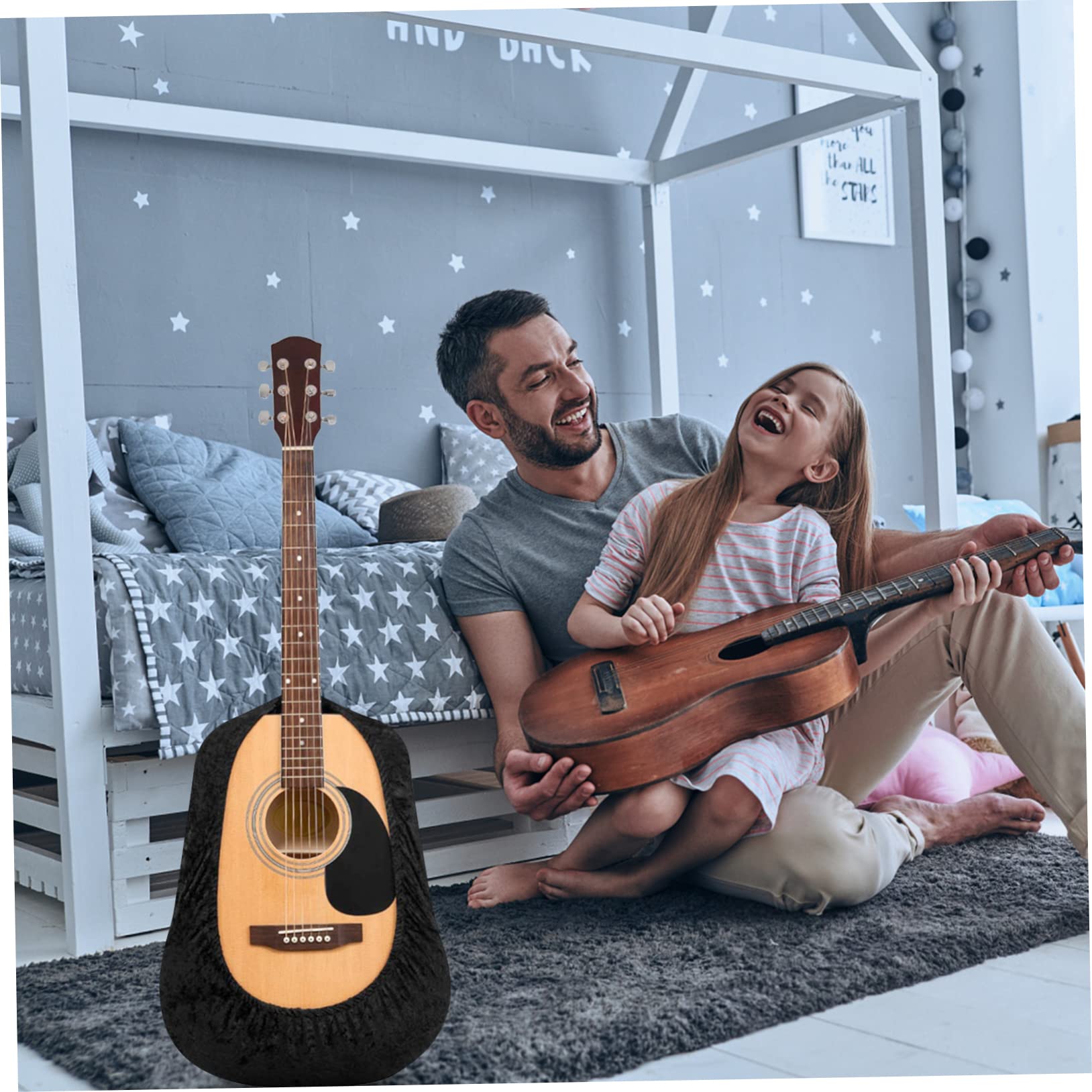 Mikinona Funda Protectora para Guitarra de Material Lint Negro, Diseño Simple y Elegante, Resistente al Polvo y Suciedad, Adecuado para Uso Diario y Protección Segura