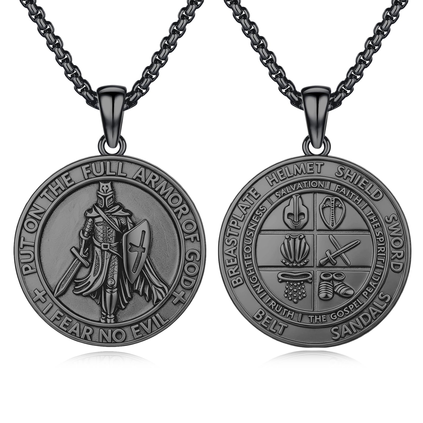 Silver/14K Gold Patron Saint Medal Amulet Necklace for Men Women