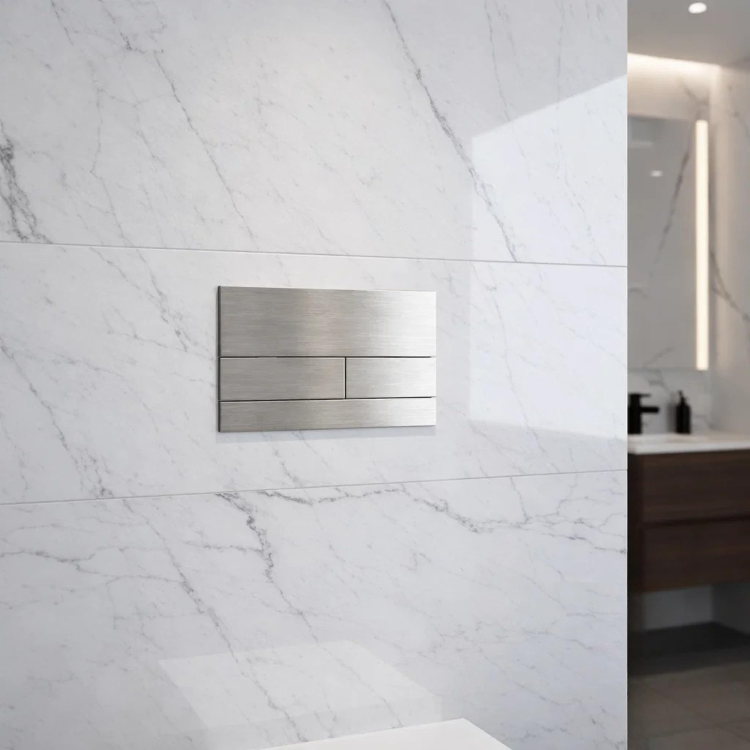 Placca di Comando WC Acciaio inox Doppio Scarico per Cassetta Incasso - Pulsante Scarico WC - Placca WC per Toilette Sospesa - Pannello Comando - Sciacquone - Design Moderno