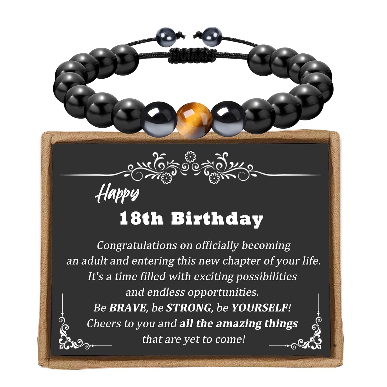 Sereney Happy 18th Birthday Gifts for Boys, Triple Protection Bracelet As Cool Gifts for 18 Year Old Boy, 18th Bday Decoration Jewelry As Gifts for Him Boys Men Male Son Grandson Friend Birthday (18th Bday) Thumbnail