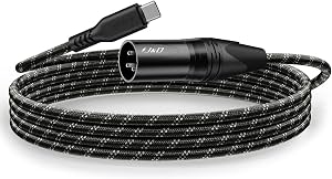 Cable de audio USB Tipo C a XLR macho mono J&D, cable trenzado USB C a XLR para amplificador, bocina y mezclador, compatible con iPhone 16/17 y Galaxy S25, no soporta micrófonos, 3.2 pies