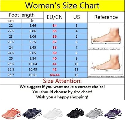 Women's Orthopedic Clogs with Air Cushion Support to Reduce Back and Knee Pressure Arch Support,Mesh Shoes Slip-On Slippers