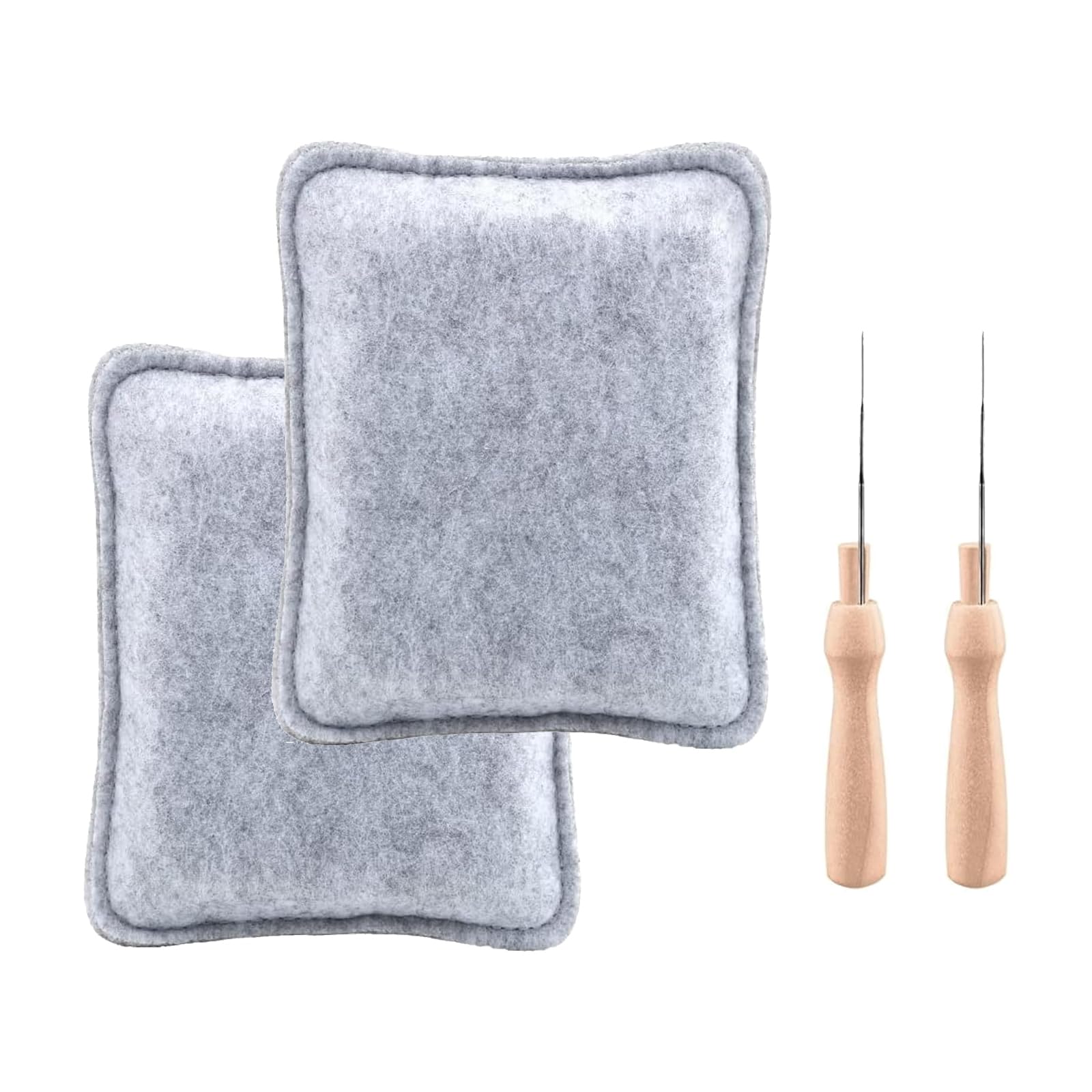 FDRJKN 2 PCS Needle Felting Kit - 4-Piece Set With Mat, Natural Wool Pad, Large Square Felt Pad for Felting Projects