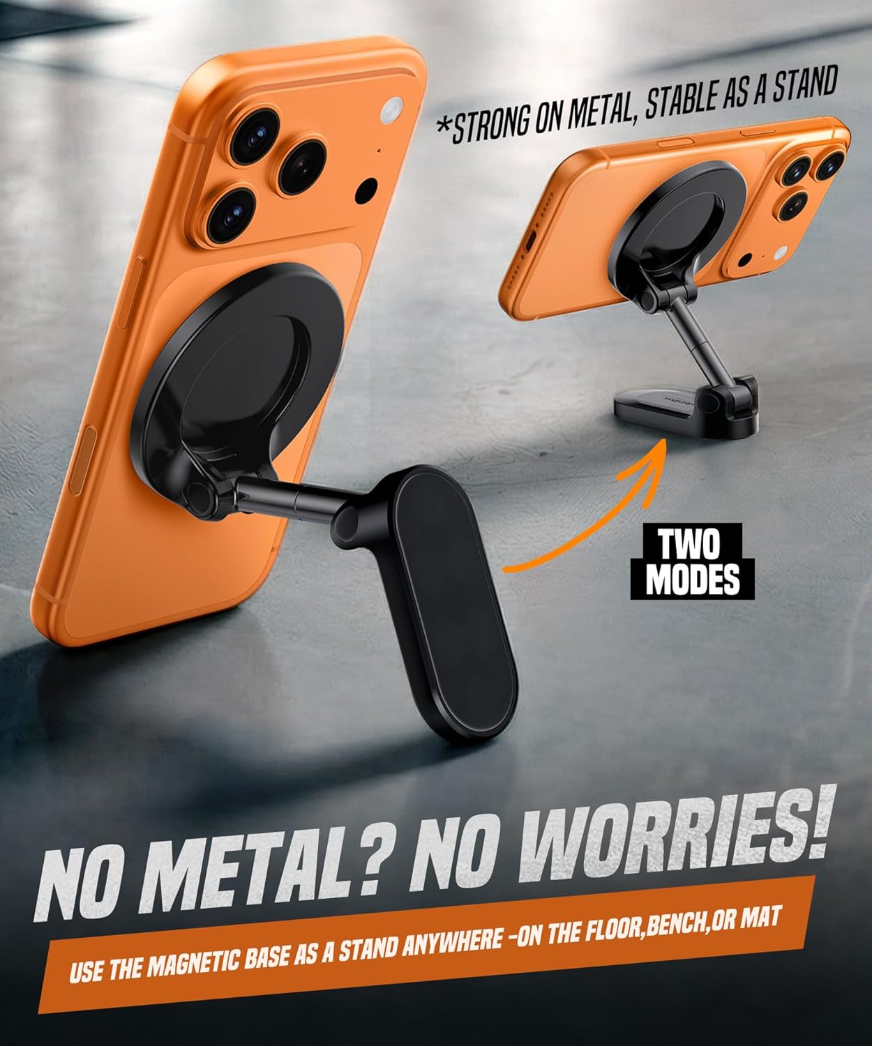 GolbinBox Magnetic Gym Phone Holder for MagSafe, All Metal Dual-Magnet Mount for iPhone and Android, 360° Adjustable Tri-Axis, Gym Essentials for Bodybuilder Men Women Recording Fitness Exercise,Black - Image 5