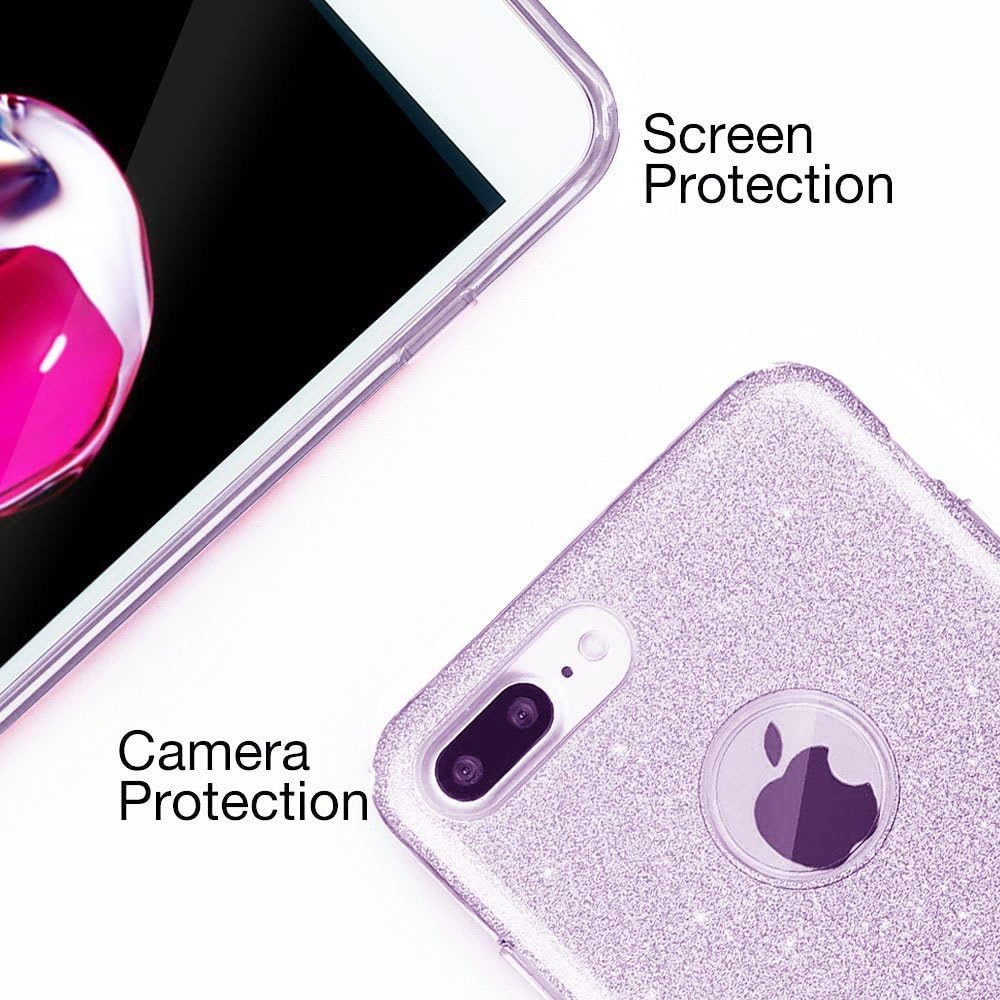 ERAGLOW iPhone 8 Plus Case, iPhone 8 Plus Back Cover Sparkle Shinning Protective Bumper Bling Glitter Case for 5.5 inches iPhone 8 Plus (Purple)