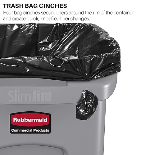 Miniatura 3 de Rubbermaid Commercial Products - Basurero Slim Jim con canales de ventilación, para cocina, oficina, espacio de trabajo, beige, paquete de 4