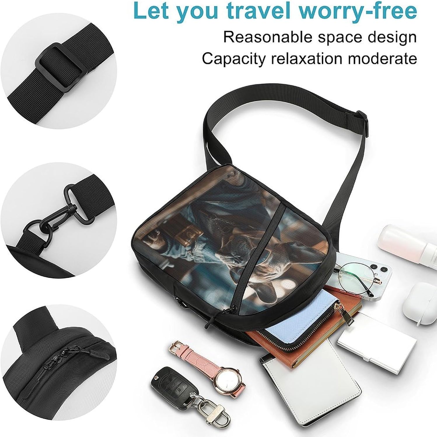 Bulldog in Cafe Crossbody Backpack Sling Bag