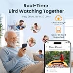Smart Bird Feeder avec caméra, 2K UHD Caméra d'alimentation d'oiseau solaire alimentée, sensible AI Identification, alertes instantanées capture vidéo, IP66 Nourriture d'observation d'oiseau imperméable, cadeau idéal, vert