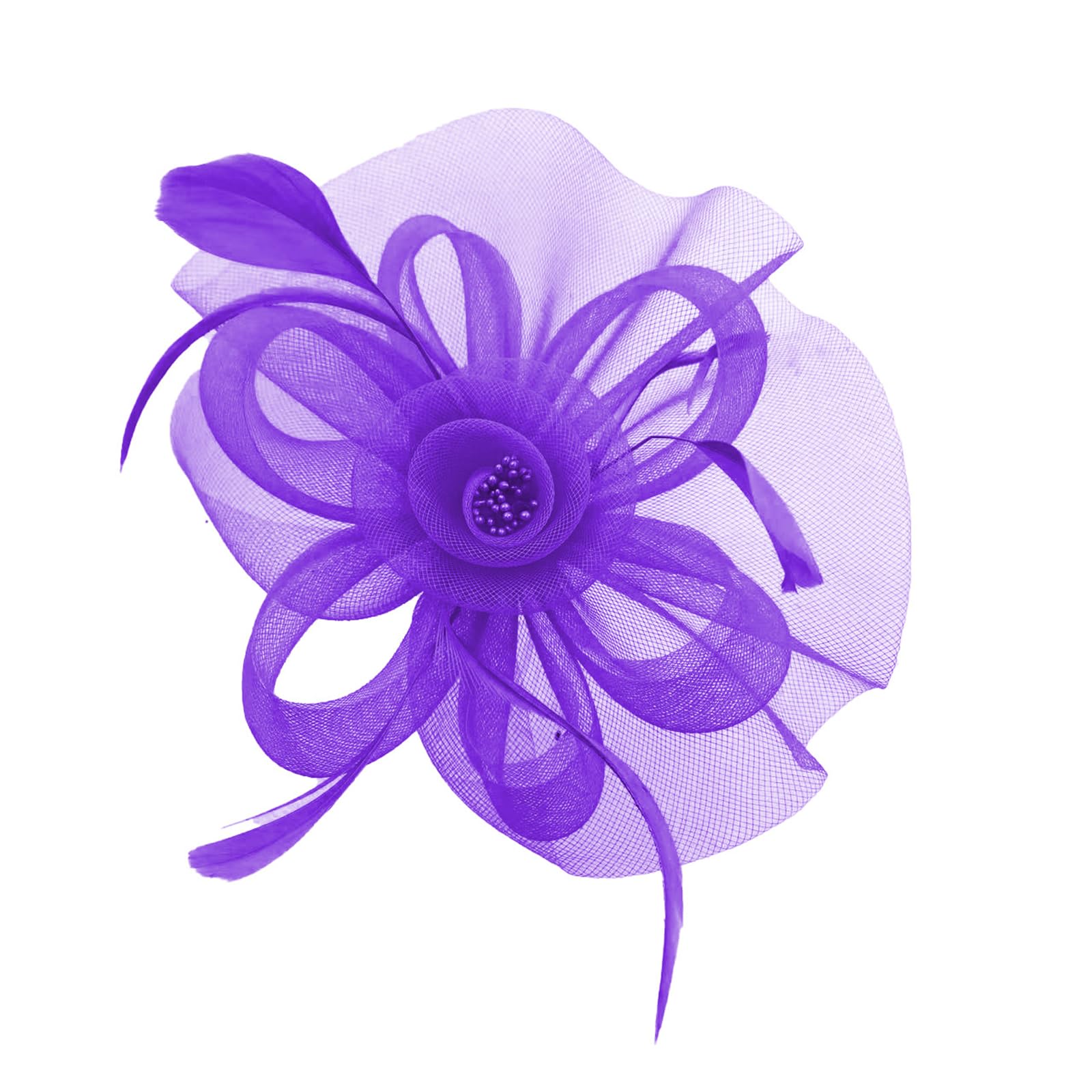 MICFENY Delicate Tulle Fascinator Hair Flower With Feathered Accents Retro Design For Bride Special Occasion