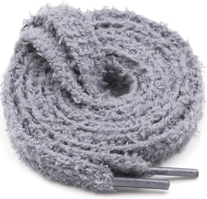 Flat Fuzzy Shoe Laces 2 Pairs 1.5CM Wide Furry Sneakers Shoelaces