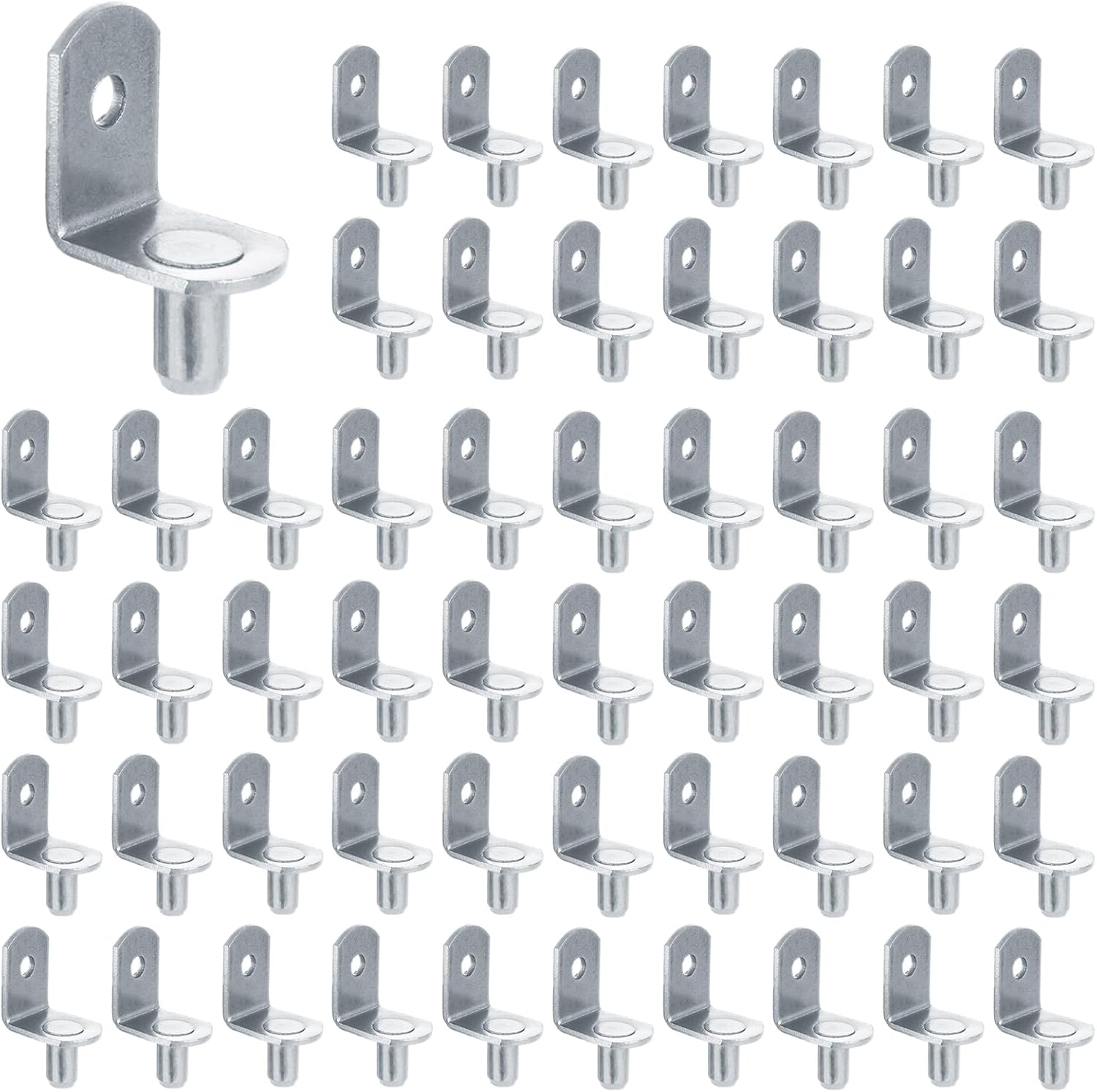 WOPPLXY 200 Pcs Shelf Support Pegs, 1/4 Inch Shelf Pegs with Hole, 6mm Cabinet Shelf Pegs, L-Shaped Nickel Plated Shelf Pins Holders for Bookcase Kitchen Closet Shelf Shelves Furniture Cabinet