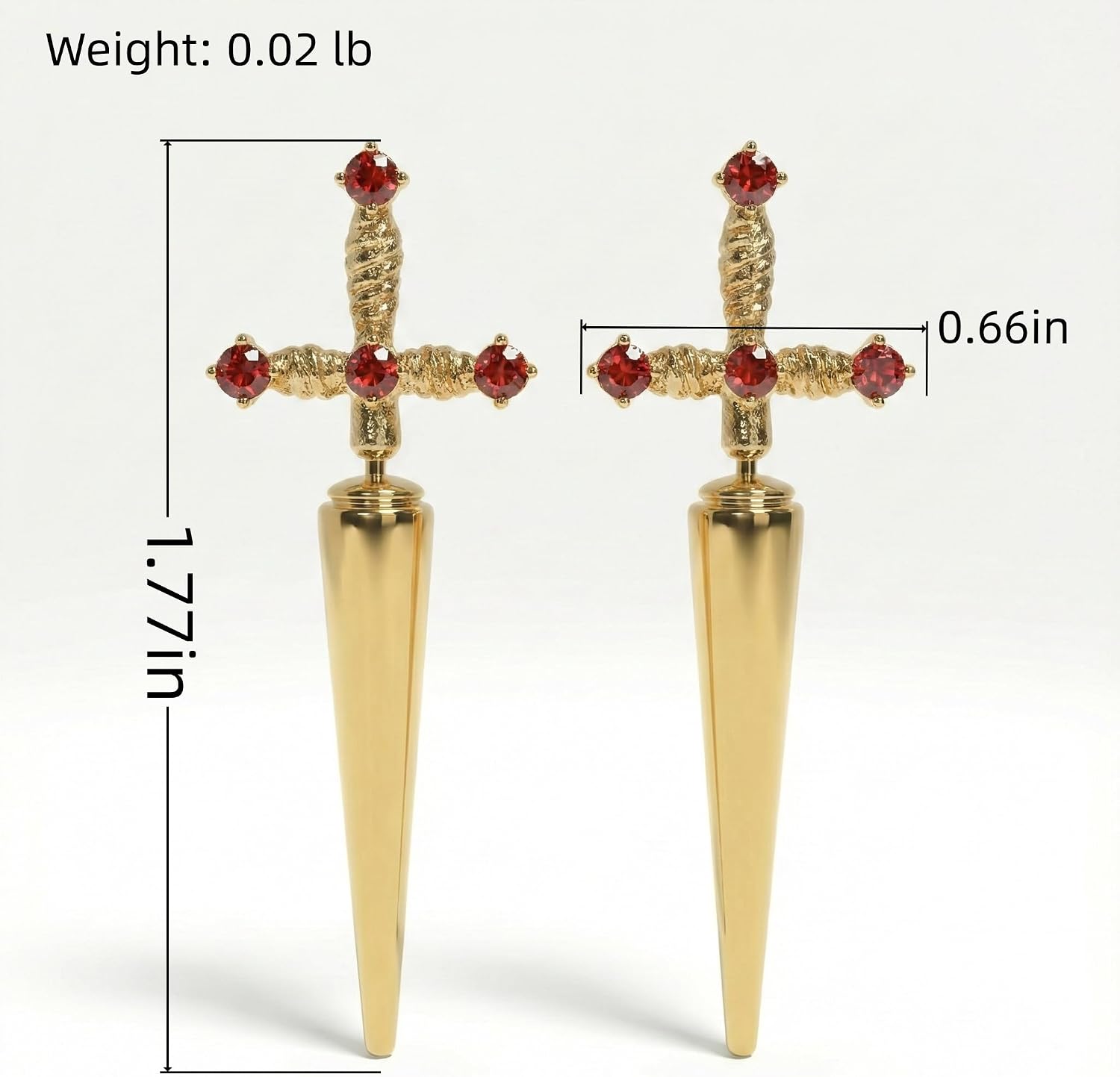 Gothic Sword Dagger Earrings for Women - 3D Front Back Ear Jackets, Vintage Punk Style Illusion Studs, Edgy Fashion Jewelry Gifts, Gold & Silver Tone Alloy