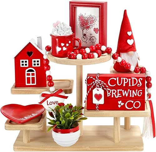 Miniatura 11 de Decoraciones Navideñas Juego de 8 Piezas de Decoración para Bandejas Escalonadas, Bonita Decoración Navideña de Mesa para Hogar Estante Repisa de