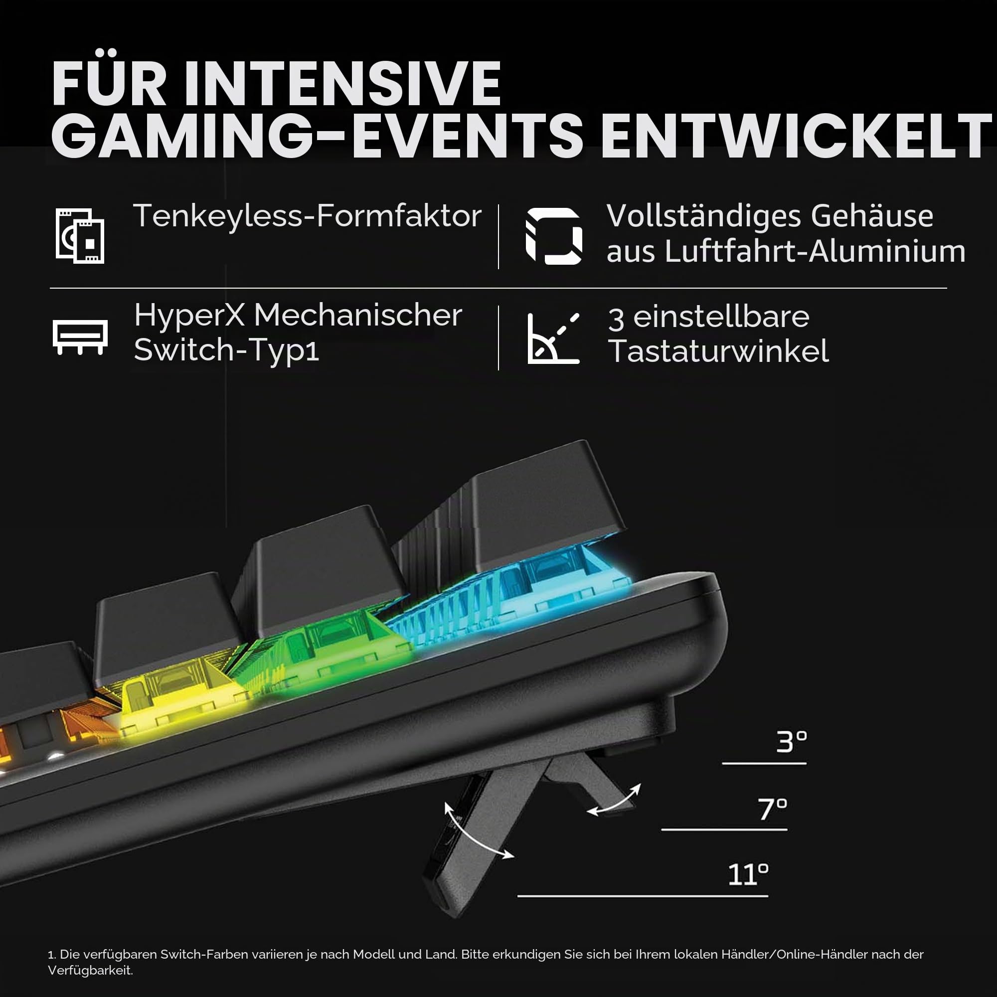 HyperX Alloy Origins Core PBT – TKL Mechanische Gaming-Tastatur, PBT-Tastenkappen, RGB-Beleuchtung, kompakt, Aluminiumgehäuse, anpassbar NGENUITY, Onboard-Speicher, taktiler